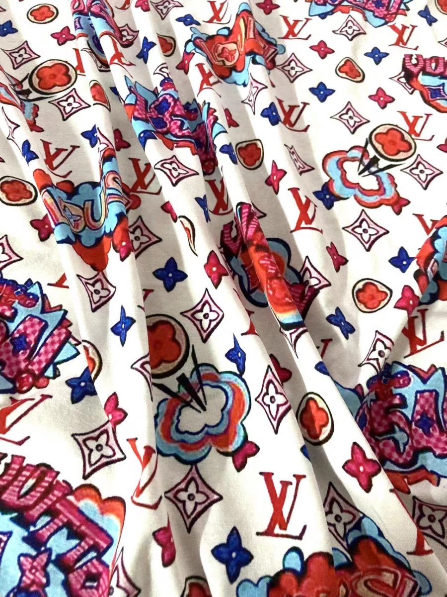 Vintage 1854 LV Cotton Printing Fabric for Summer Wear T-Shirt Handmade - mingfabricstore