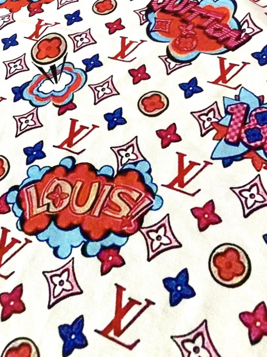 Vintage 1854 LV Cotton Printing Fabric for Summer Wear T-Shirt Handmade - mingfabricstore