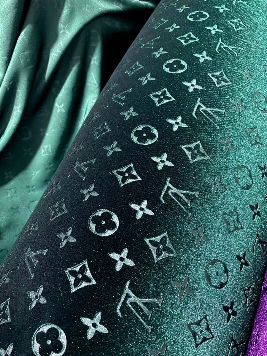 Vintage Green Louis Vuitton Velvet LV Fabric for Handmade Crafts DIY - mingfabricstore