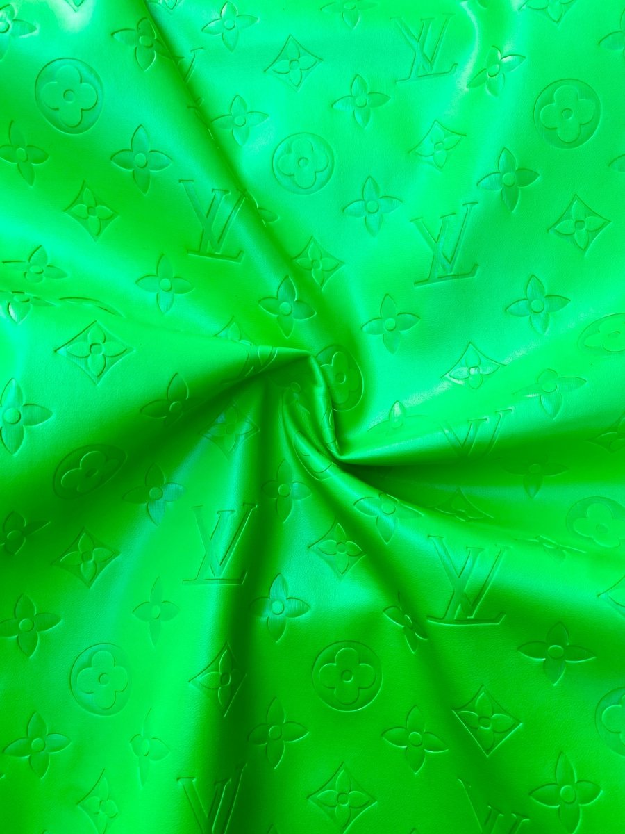 Vivid Neon Green Soft LV Leather Sheet Vinyl Fabric for Handmade DIY Upholstery Custom Shoes - mingfabricstore