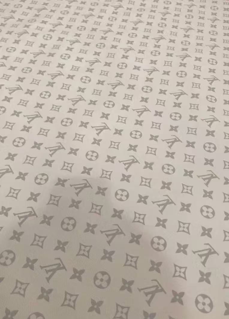 White Grey LV Leather Fabric for Shoe Customs - mingfabricstore