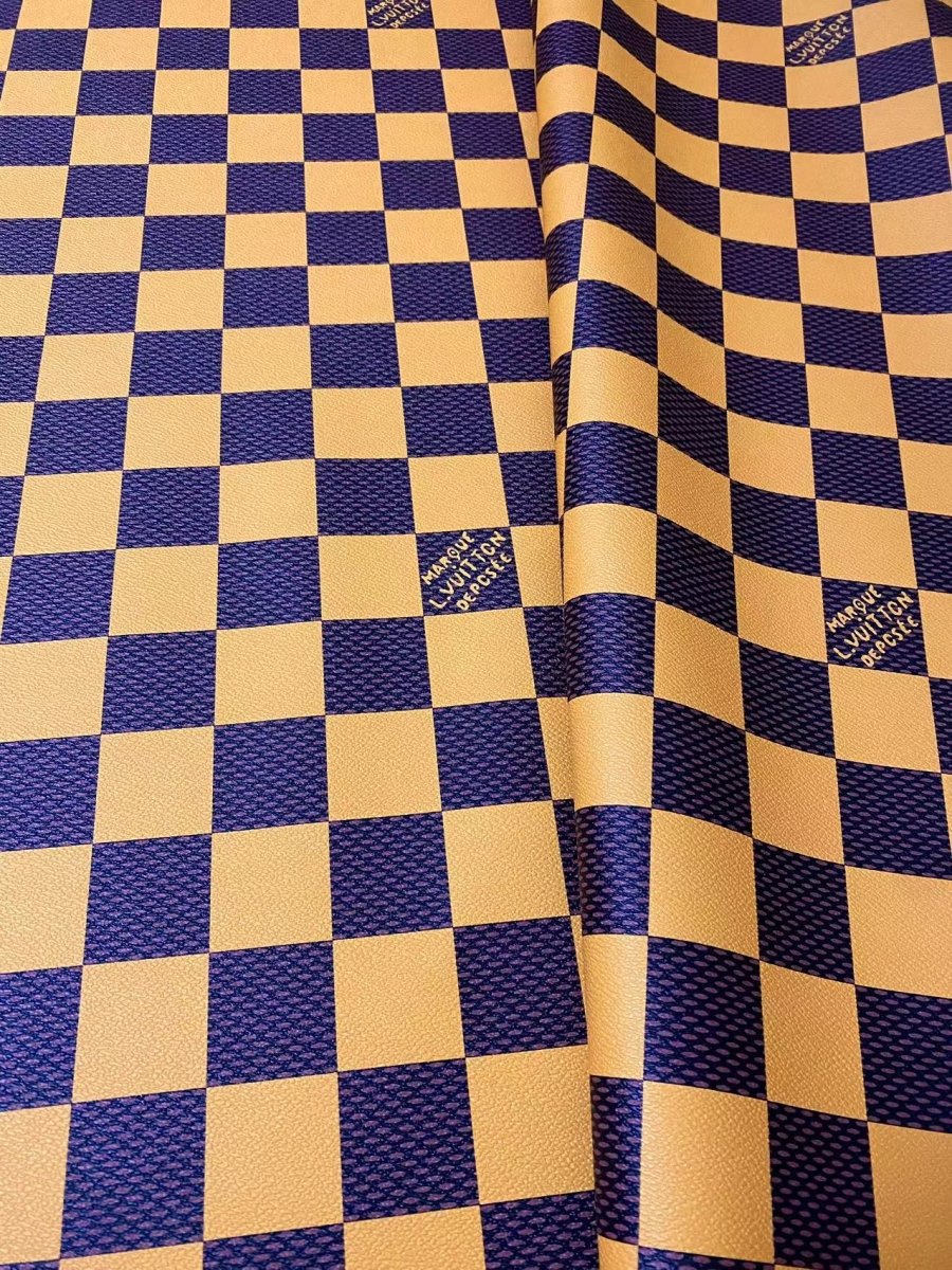 Yellow Big Check Damier Vinyl Leather for LV Trainer Sneaker - mingfabricstore