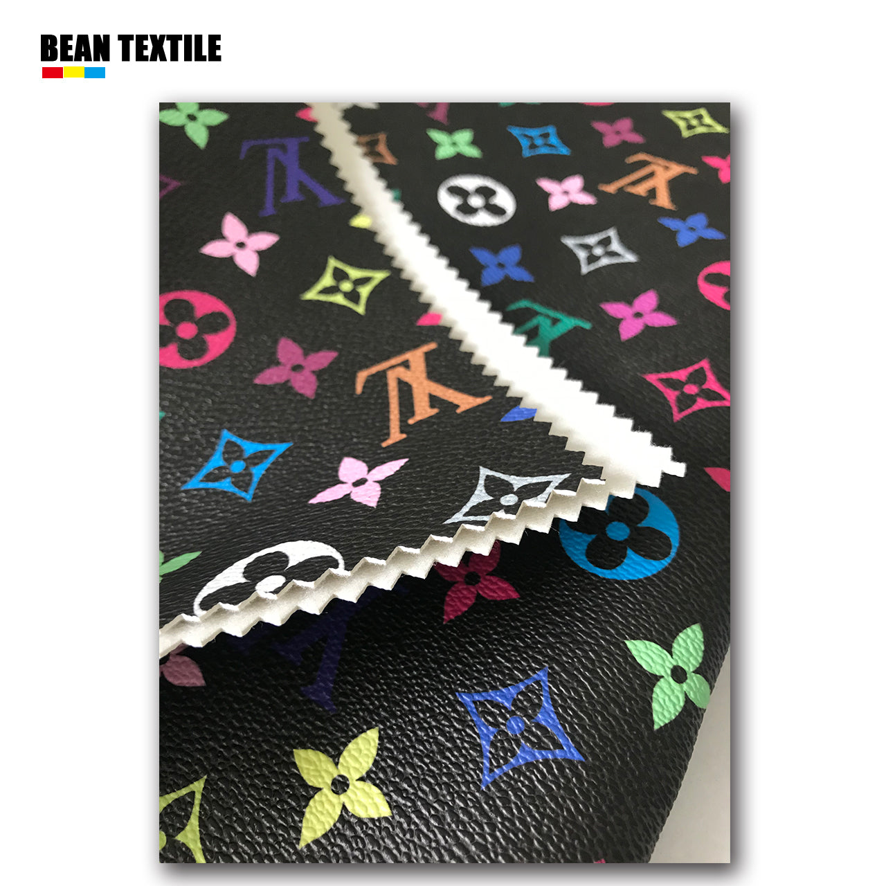 LV rainbow vinyl craft leather fabric online