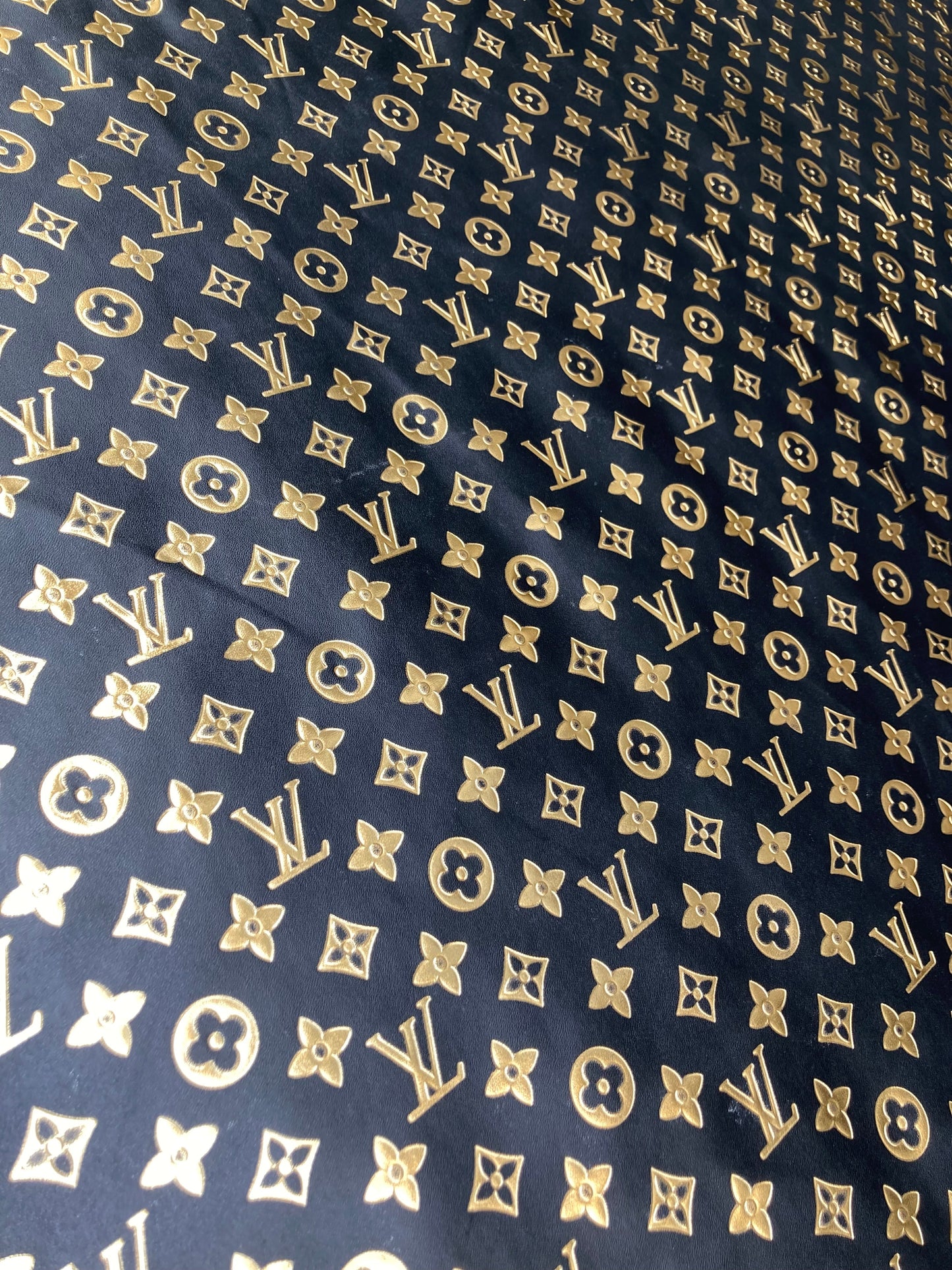 Premium Golden Embossed LV Soft Leather for Custom Sewing DIY