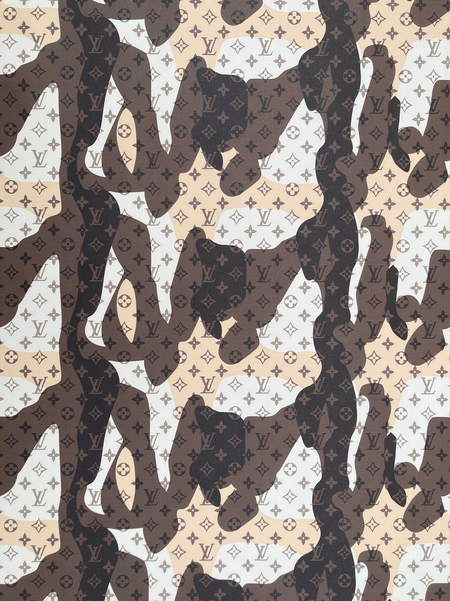 Custom Leather Brown Camouflage LV Monogram for DIY Sewing Sneakers