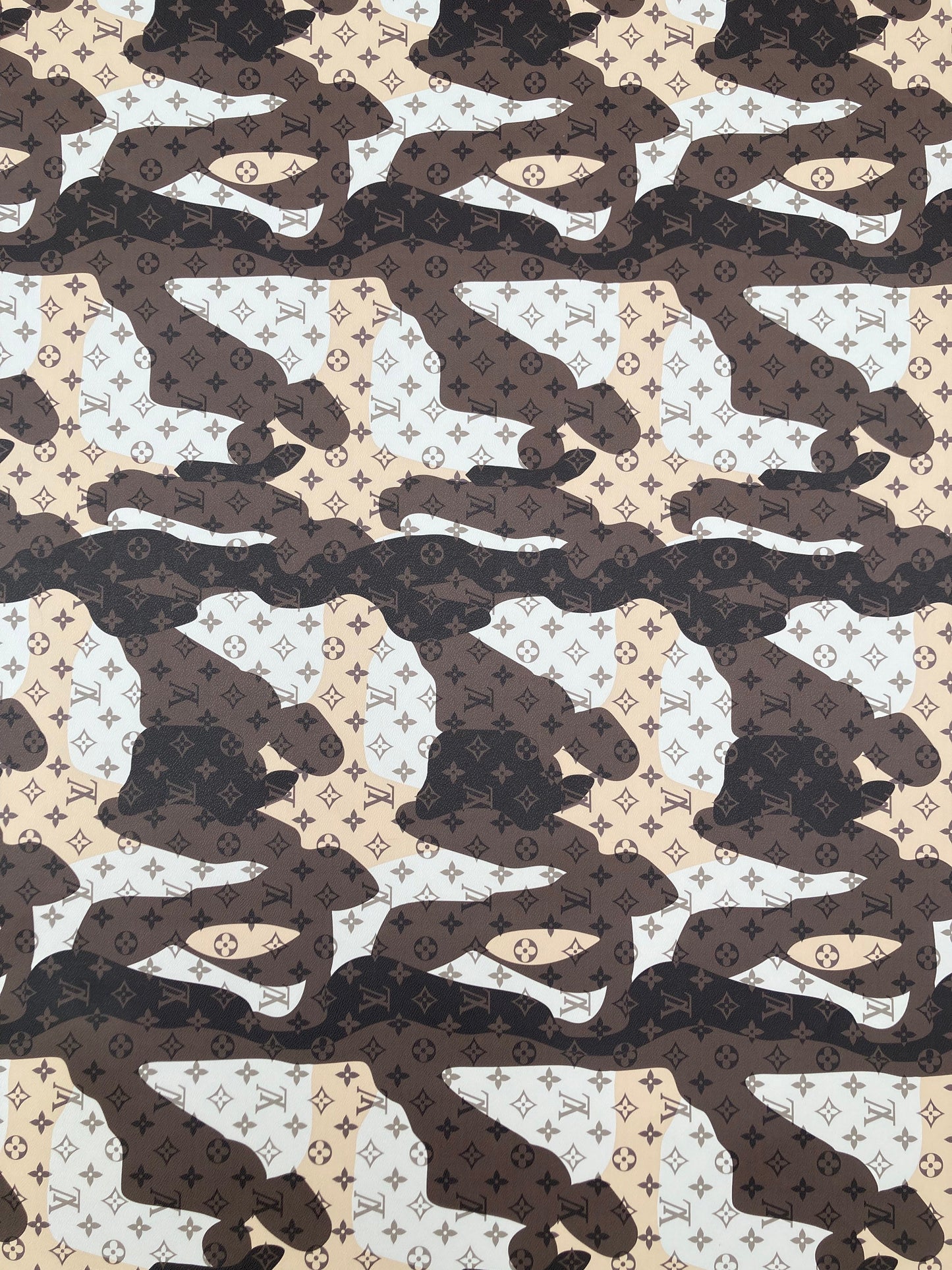 Custom Leather Brown Camouflage LV Monogram for DIY Sewing Sneakers