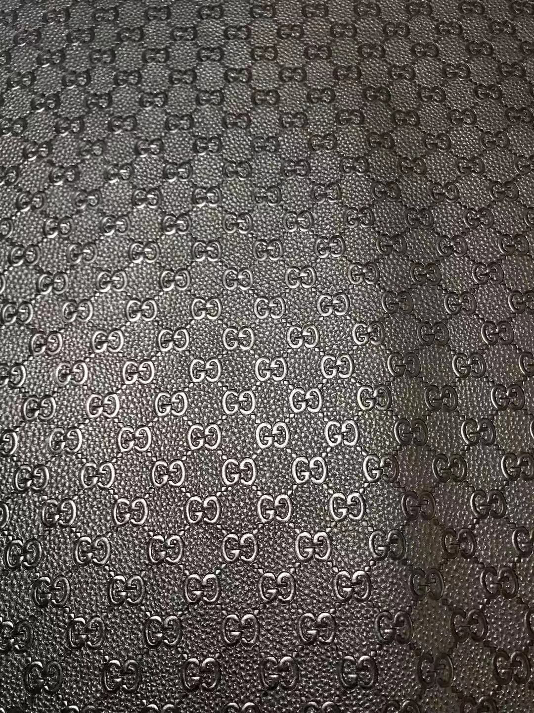 Black Embossed GG Leather Fabric