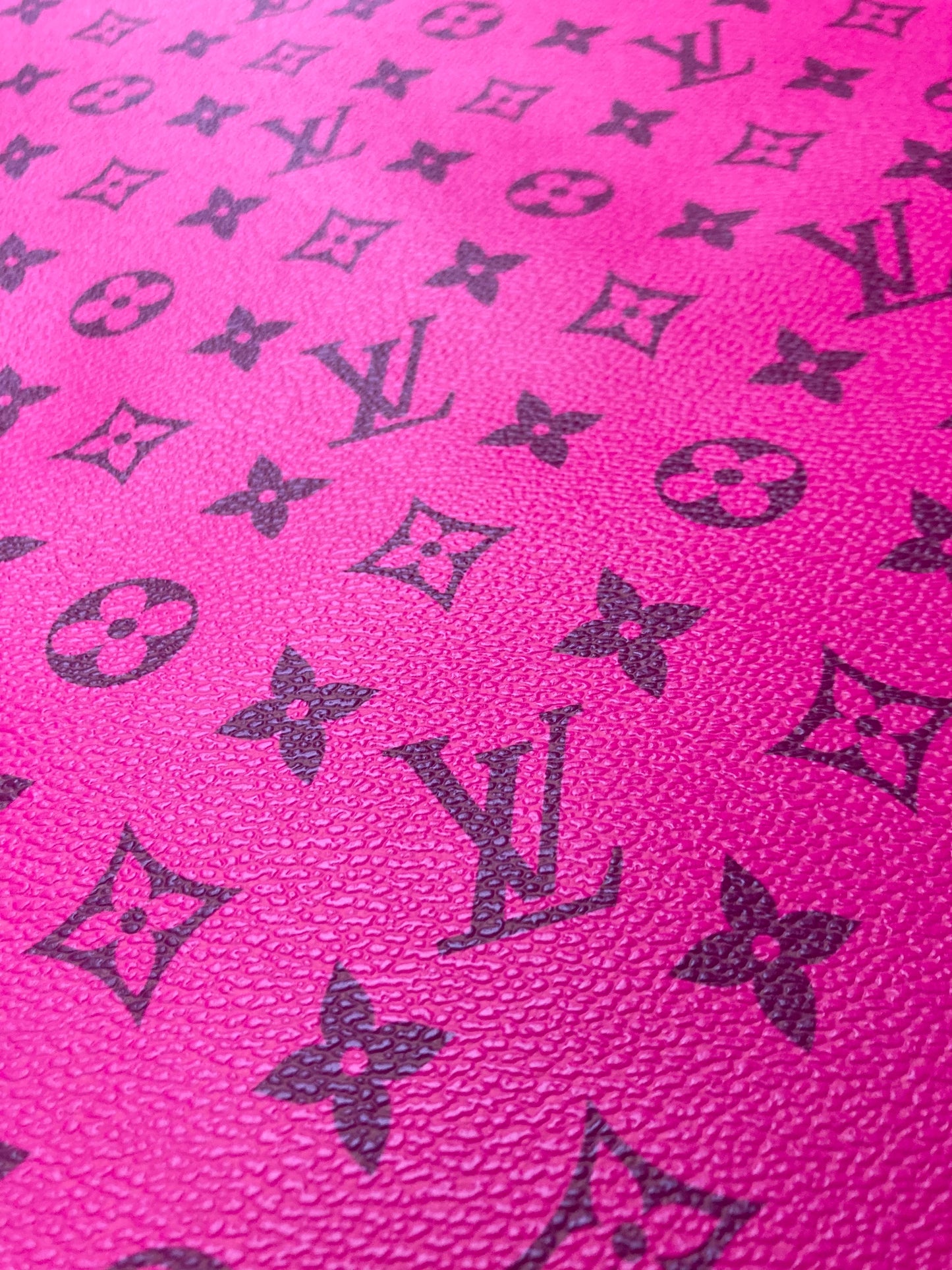 Handmade Custom Hot Pink LV Leather Fabric Material for DIY Project Upholstery