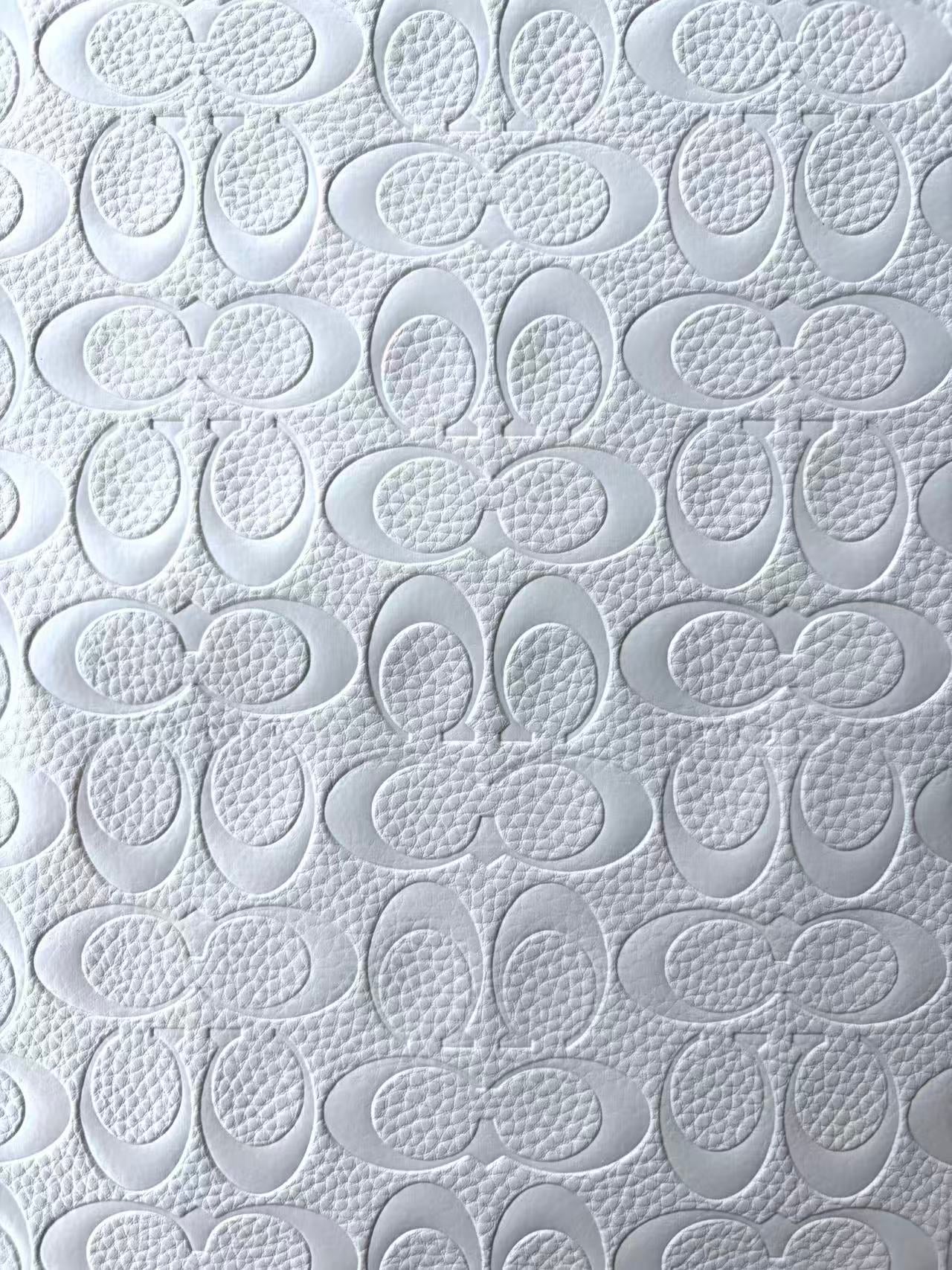 White Embossed DIY Coach Leather Sheet Sold by Yard