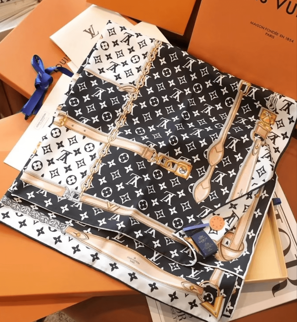 10 Styles of LV Silk Scarves: Rainbow Vibrant & Vintage Elegant Signature Prints (90×90cm) - mingfabricstore