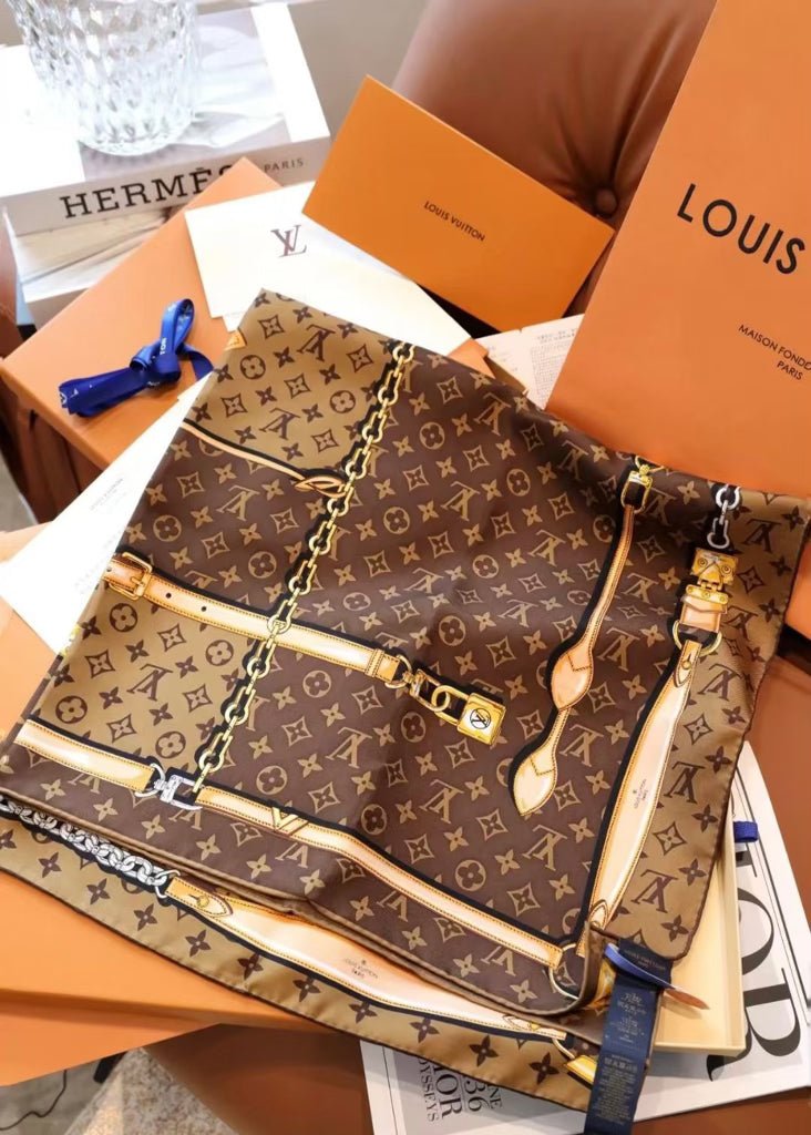 10 Styles of LV Silk Scarves: Rainbow Vibrant & Vintage Elegant Signature Prints (90×90cm) - mingfabricstore