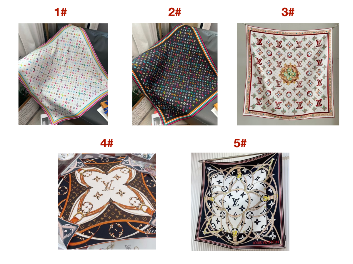 10 Styles of LV Silk Scarves: Rainbow Vibrant & Vintage Elegant Signature Prints (90×90cm) - mingfabricstore