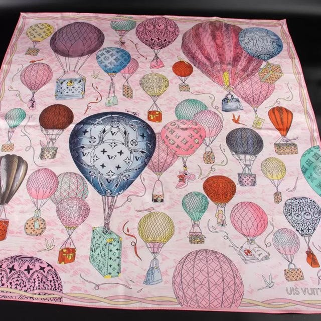 10 Styles of LV Silk Scarves: Rainbow Vibrant & Vintage Elegant Signature Prints (90×90cm) - mingfabricstore