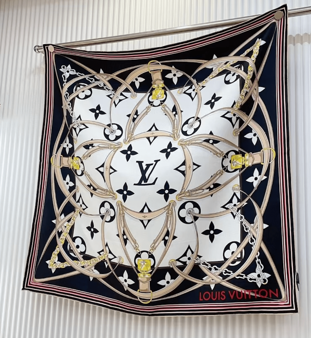 10 Styles of LV Silk Scarves: Rainbow Vibrant & Vintage Elegant Signature Prints (90×90cm) - mingfabricstore