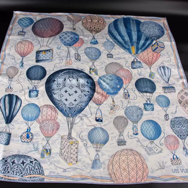 10 Styles of LV Silk Scarves: Rainbow Vibrant & Vintage Elegant Signature Prints (90×90cm) - mingfabricstore