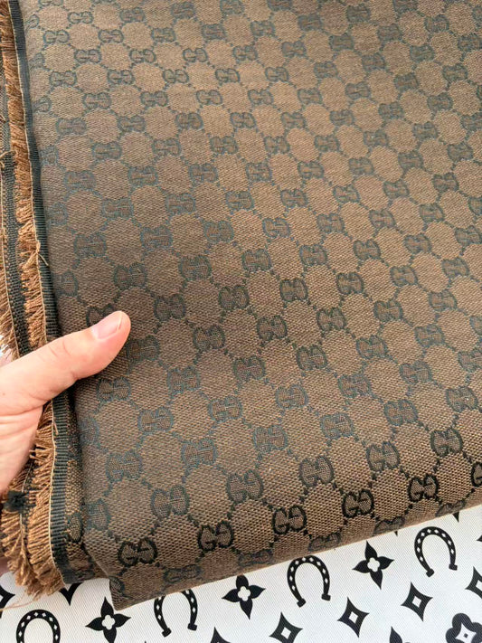 Dark Tan Gucci Jacquard Sewing Fabric for DIY Crafts Custom Sneaker