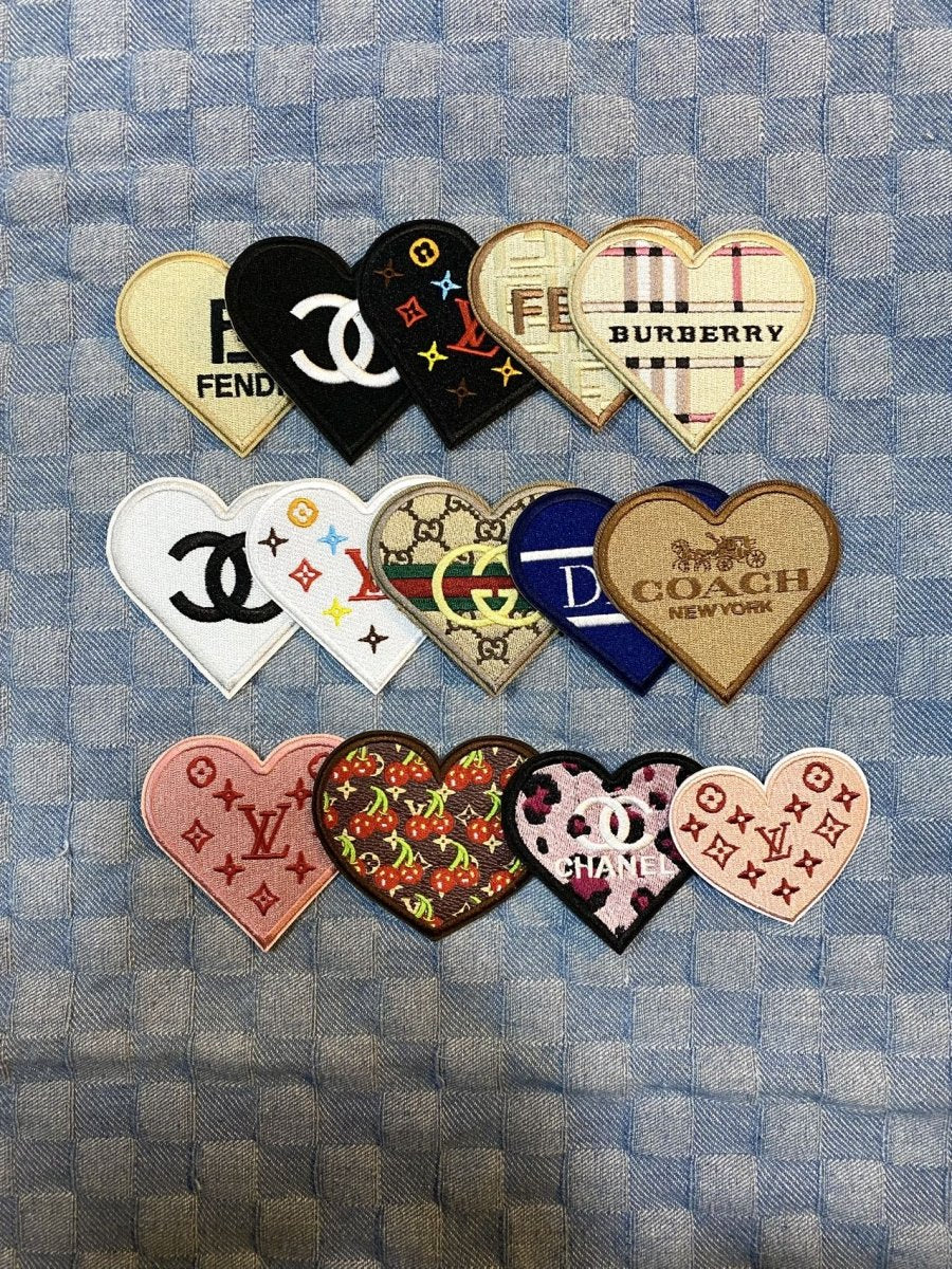 14 Pieces Multi Brand Heart Designer Patches Bundle Sale - mingfabricstore