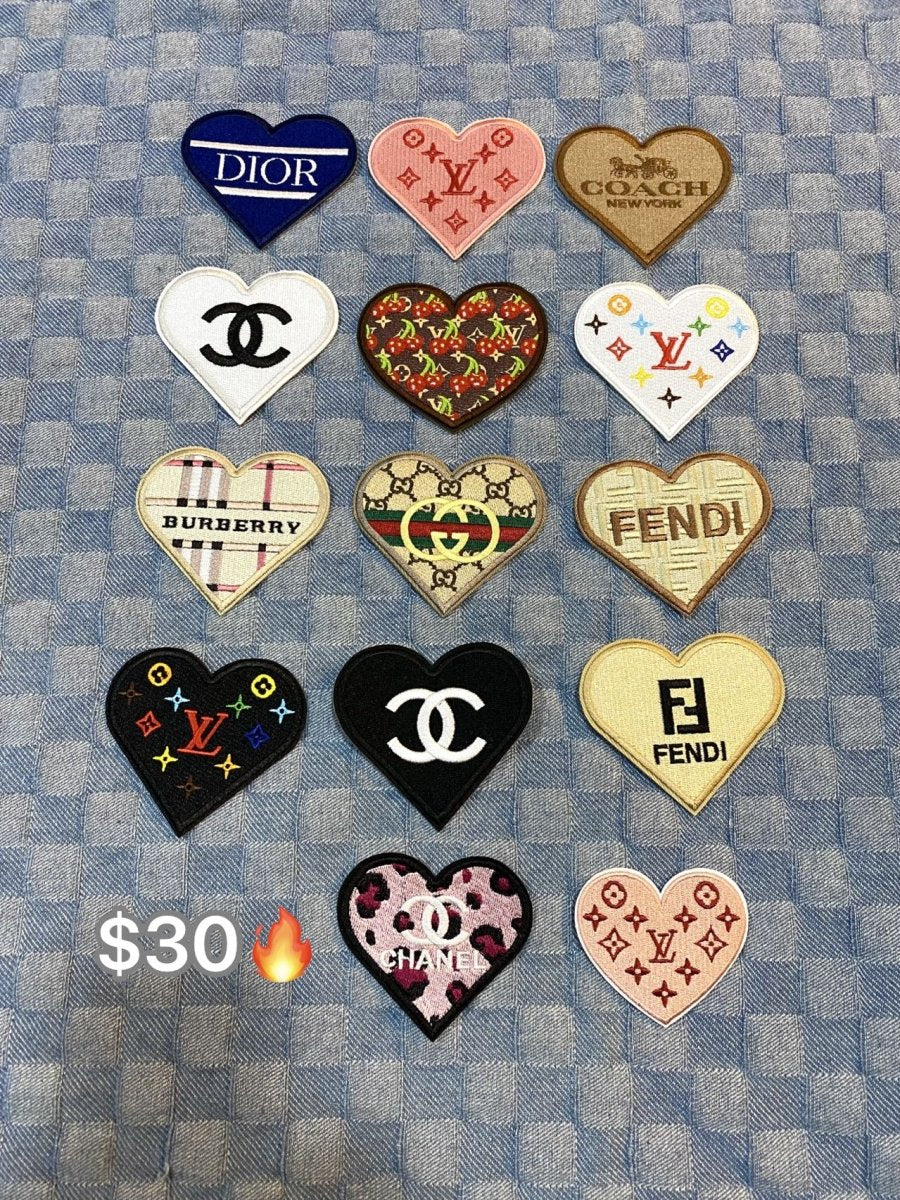 14 Pieces Multi Brand Heart Designer Patches Bundle Sale - mingfabricstore