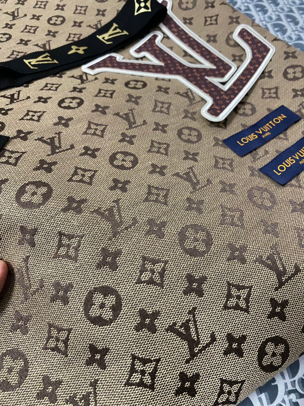 Classic Brown LV Jacquard Fabric Elastic Tags Bundle