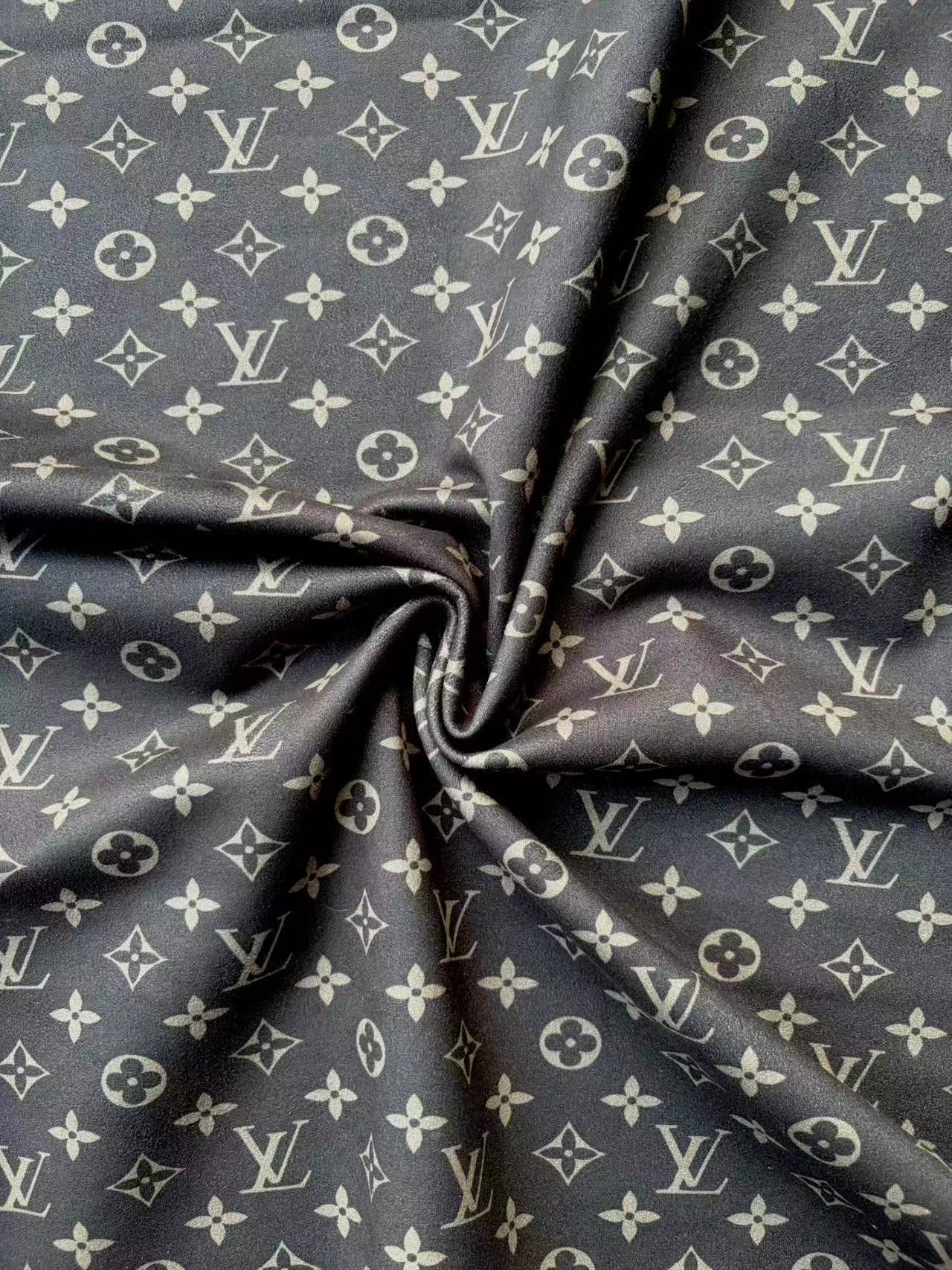 Black Grey LV Stretchy Suede Velvet Wrap Fabric for Speaker Upholstery