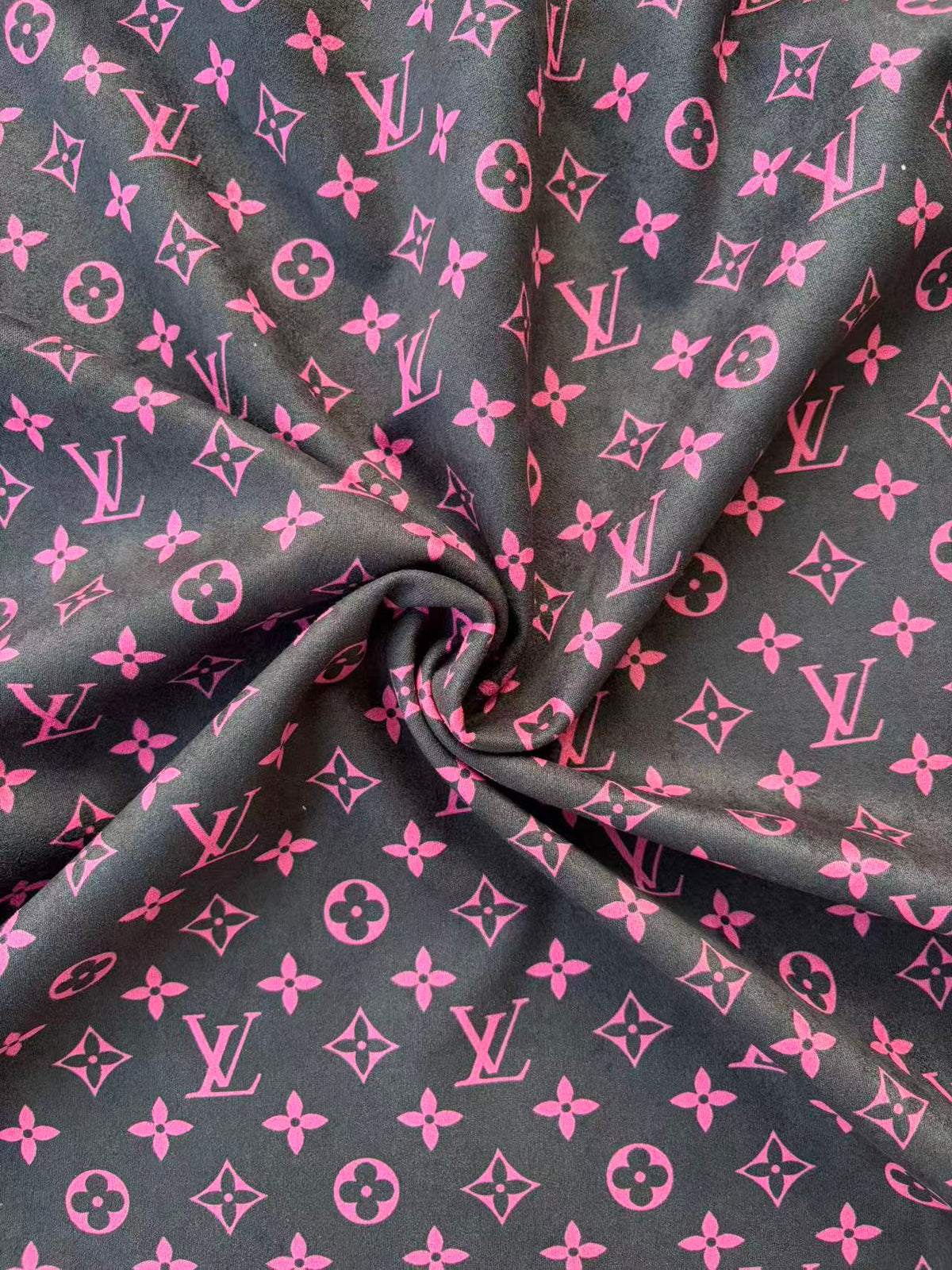 Black Pink Louis Vuitton Suede Stretchy Car Headliner DIY Upholstery Fabric