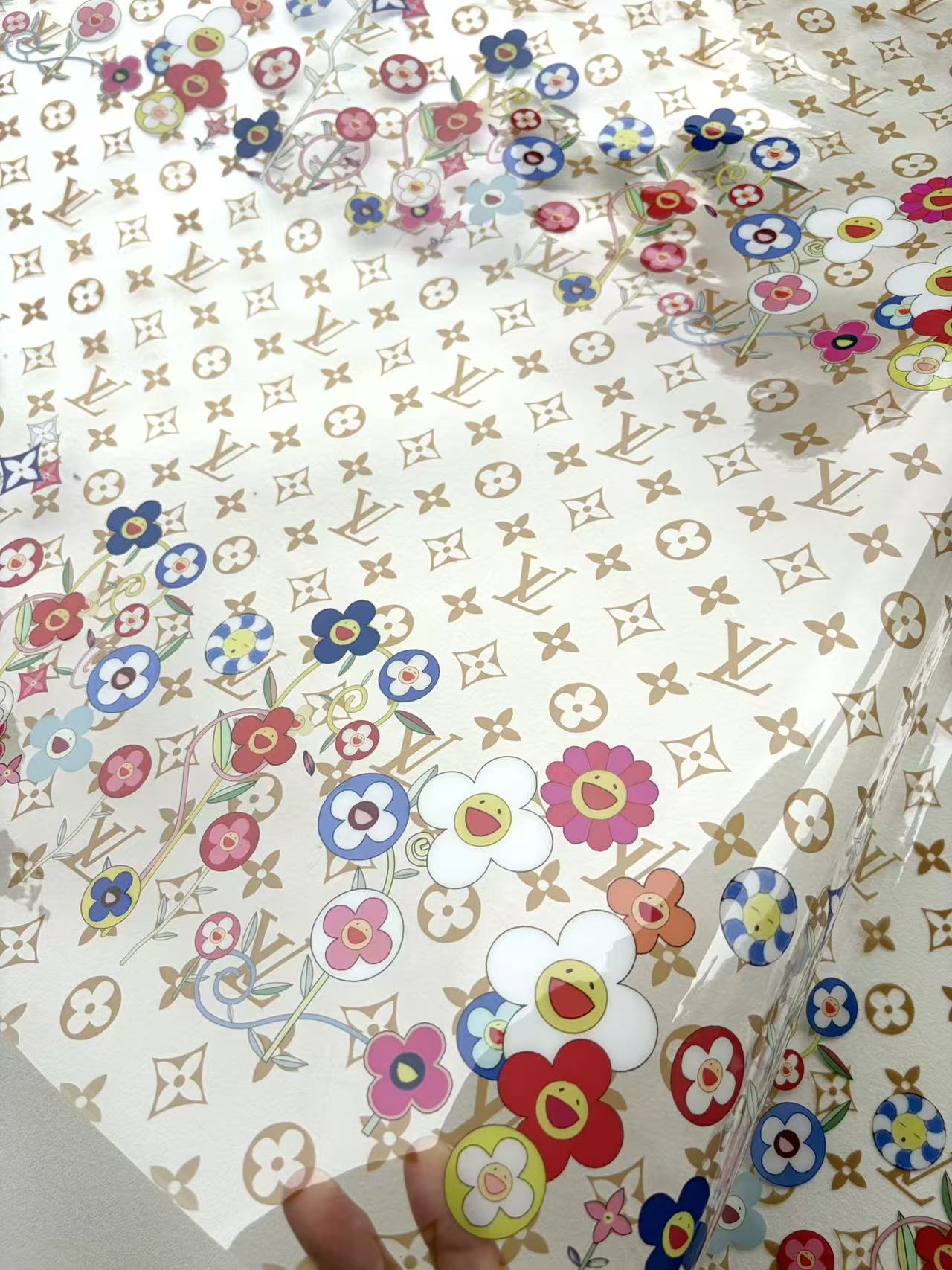 Transparent Takashi Murakami LV PVC Raincoat Jelly Bag Fabric