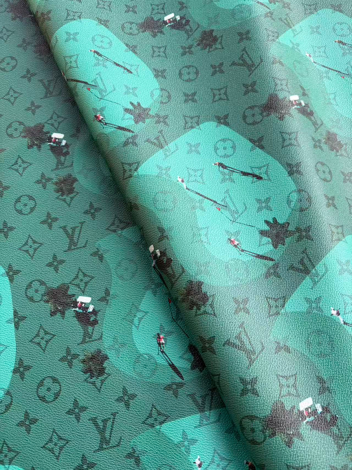 Green Golf Louis Vuitton Leather Sheet for DIY Crafts Custom Projects