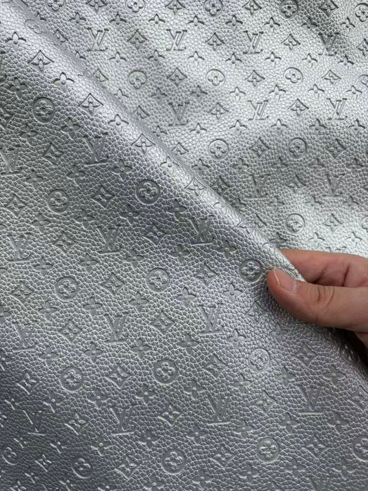 Silver Small LV Embossed Leather for DIY Helmet Sneaker