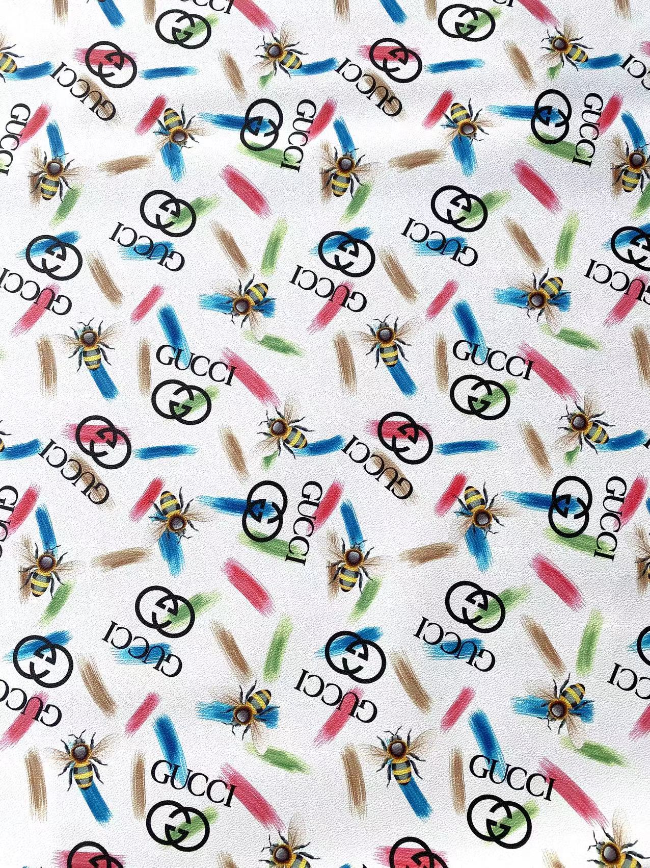 Gucci Bee Colorful  Designer Leather Sheet Sold by Yard