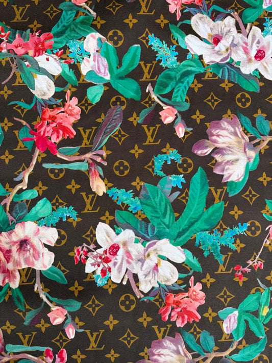Floral Louis Vuitton Cotton Fabric for DIY Crafts Sewing