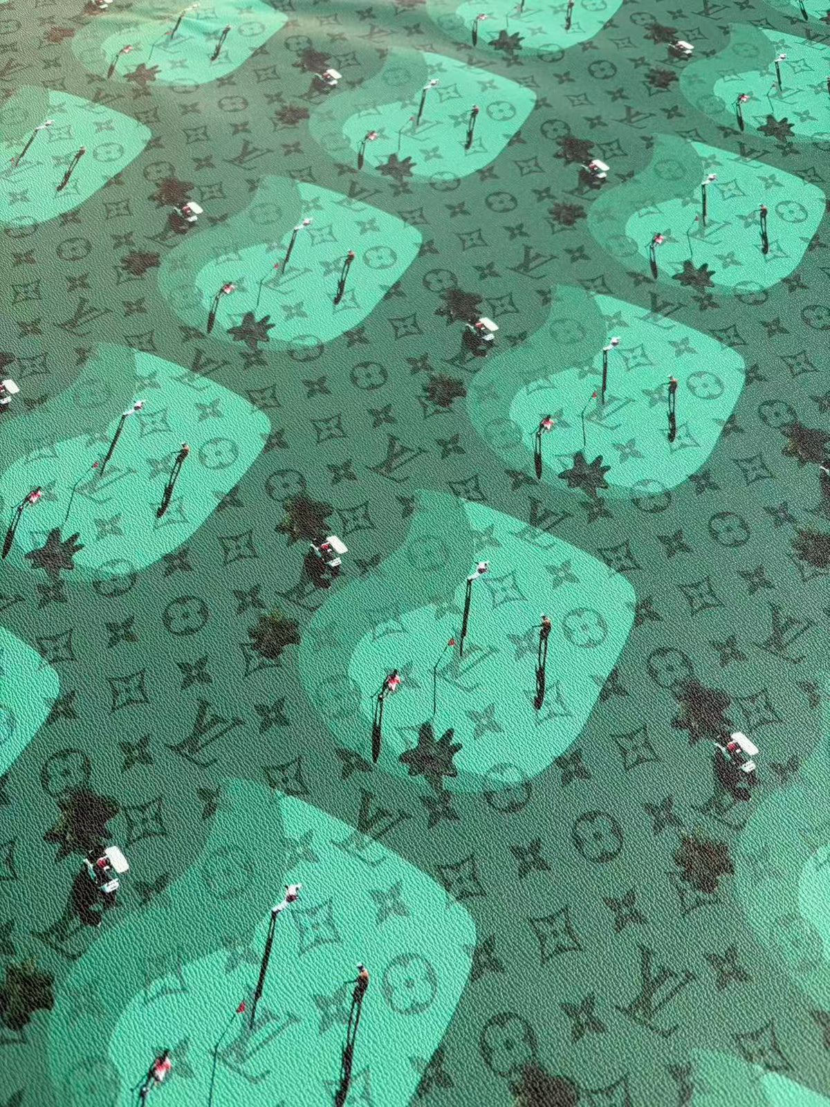 Green Golf Louis Vuitton Leather Sheet for DIY Crafts Custom Projects