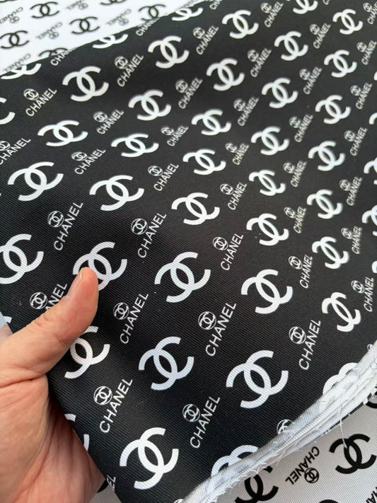 Black Chanel Cotton Sewing Fabric Sold by Yard for Sewing Upholstery DIY Bespoke Quilting