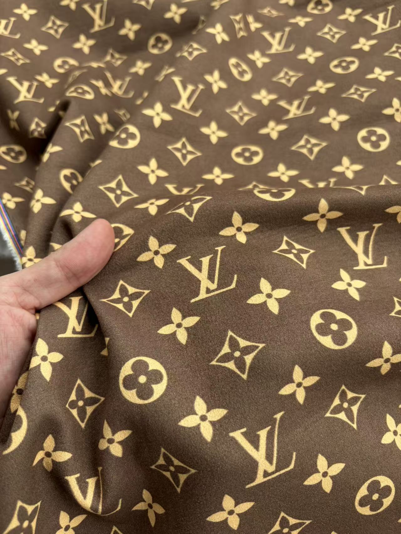 Classic Brown Louis Vuitton Suede Fabric Stretchy Velvet for Speaker Pod Cover DIY