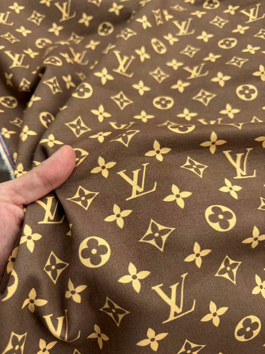 Classic Brown Louis Vuitton Suede Fabric Stretchy Velvet for Speaker Pod Cover DIY