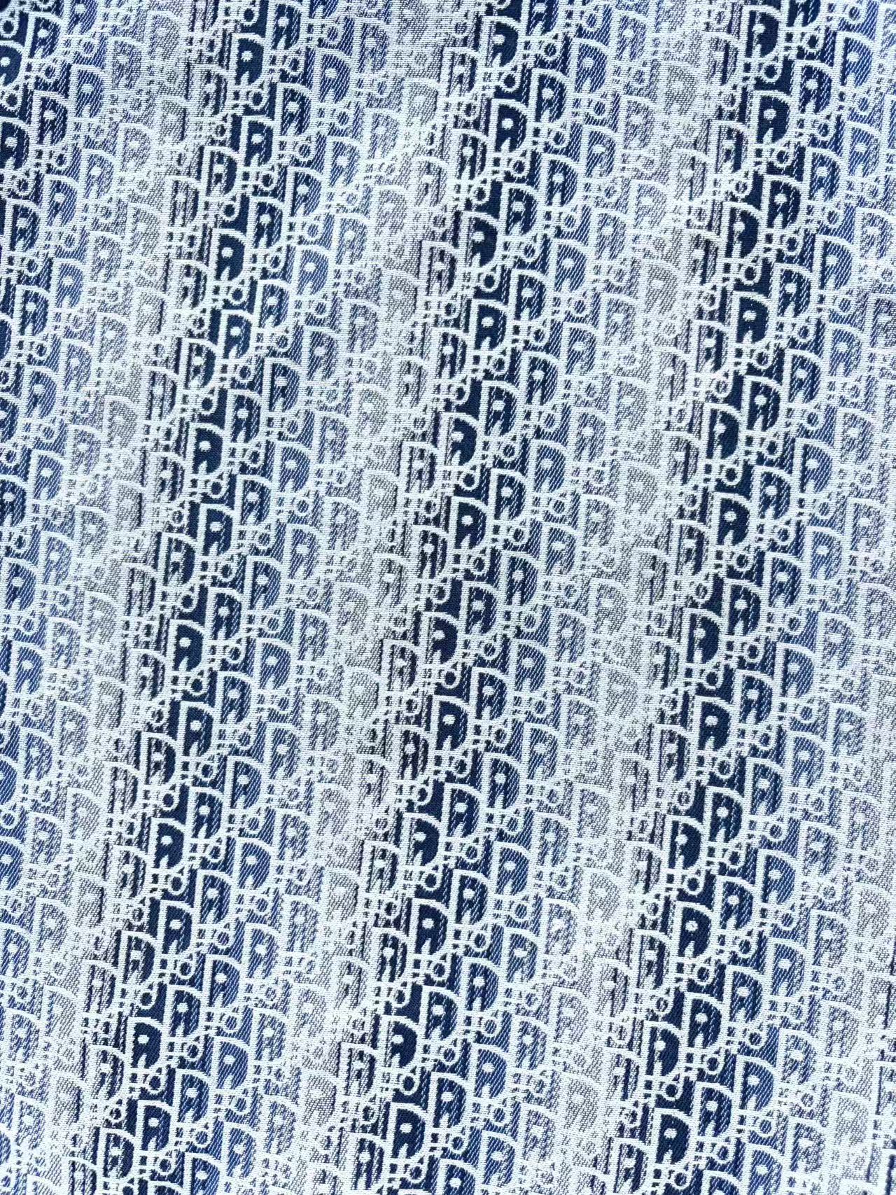 Blue Dior Jacquard Designer Fabric for Custom Bag DIY Projects