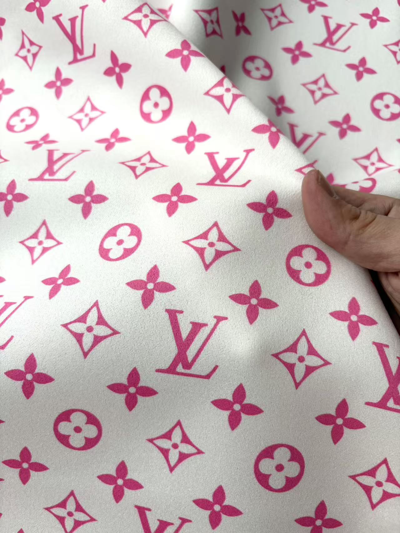 Baby Pink Louis Vuitton Suede Upholstery Headliner Fabric