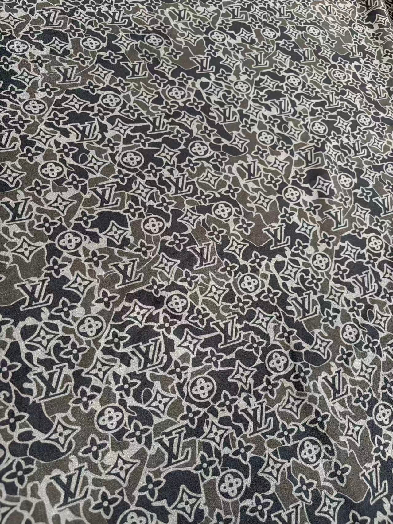 Black Camo LV Wrap Suede Velvet Fabric for DIY Upholstery