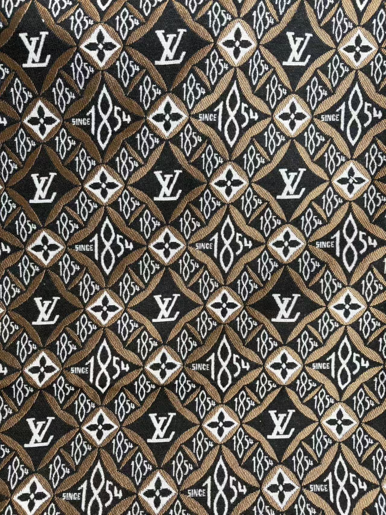 Black Brown Jacquard 1854 LV Sewing Fabric Sold by Yard
