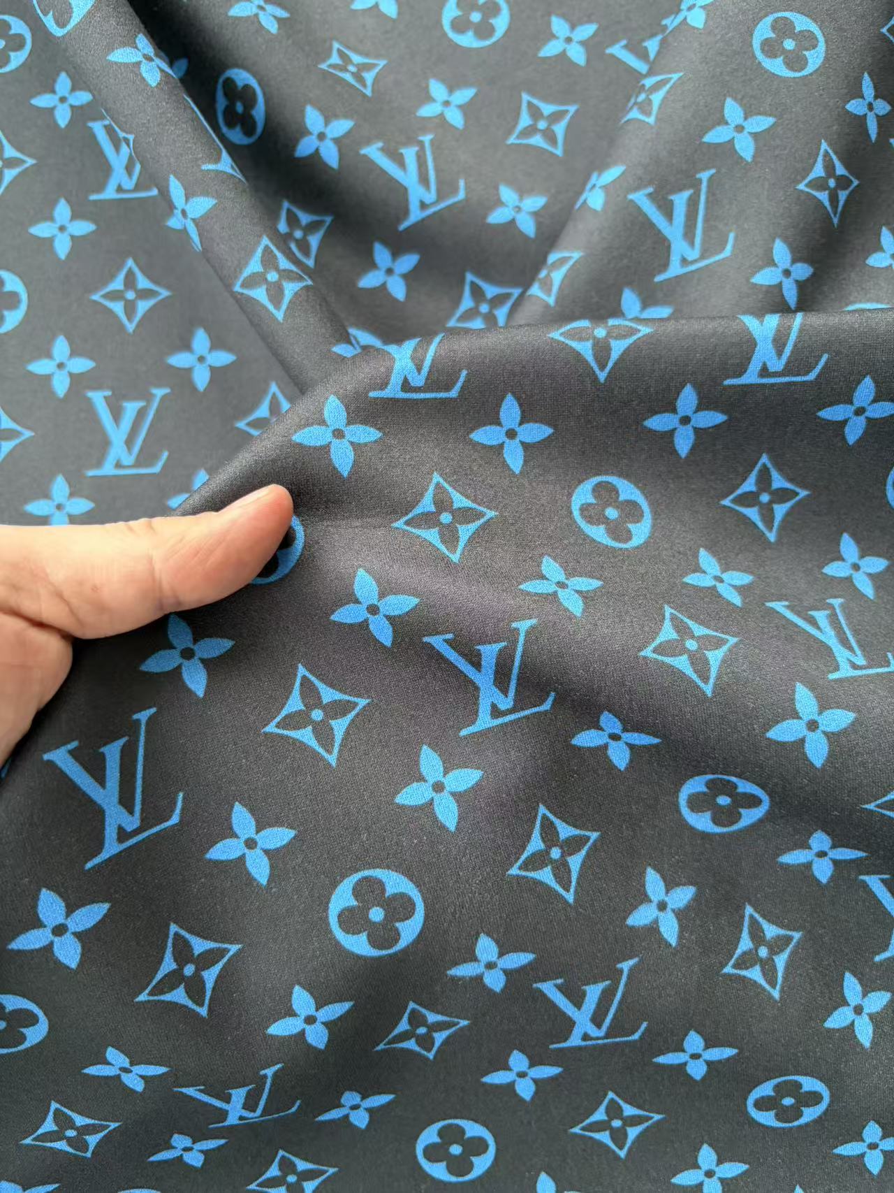 Stretchy Black Blue Louis Vuitton Suede Upholstery Car Headliner DIY Crafts