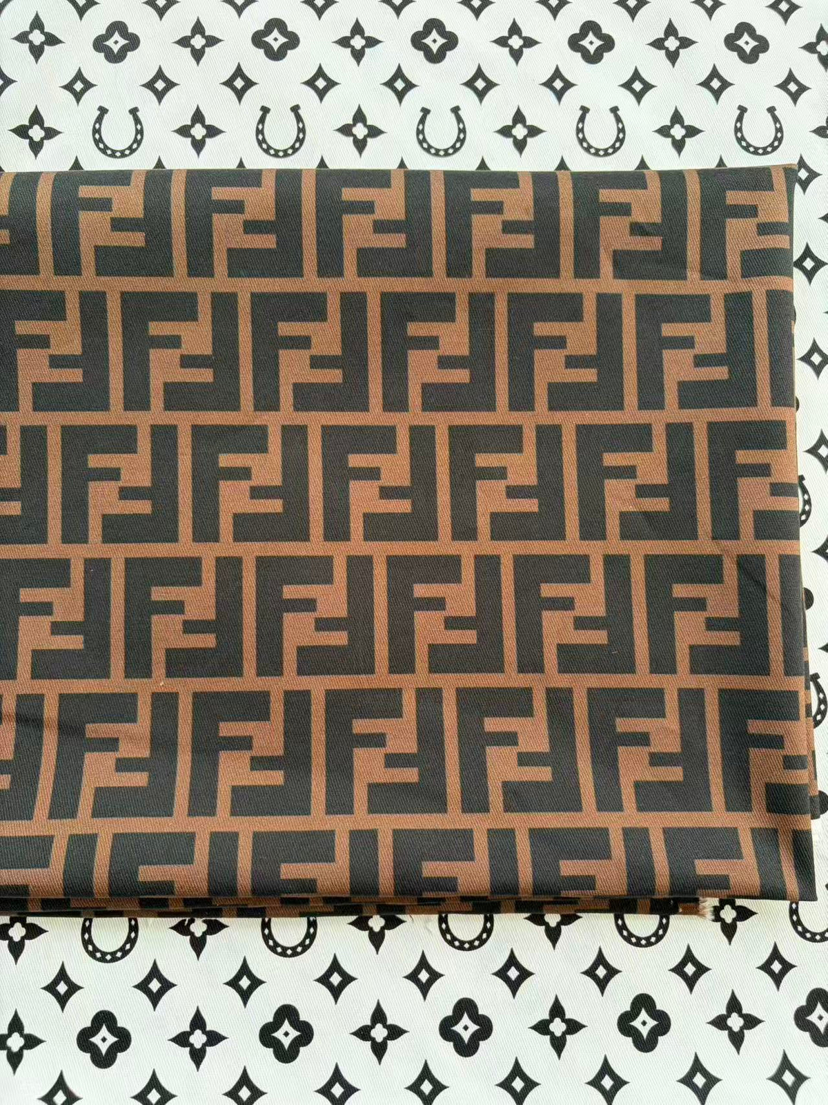 Brown Fendi Cotton Sewing Fabric for DIY Custom Crafts Projects