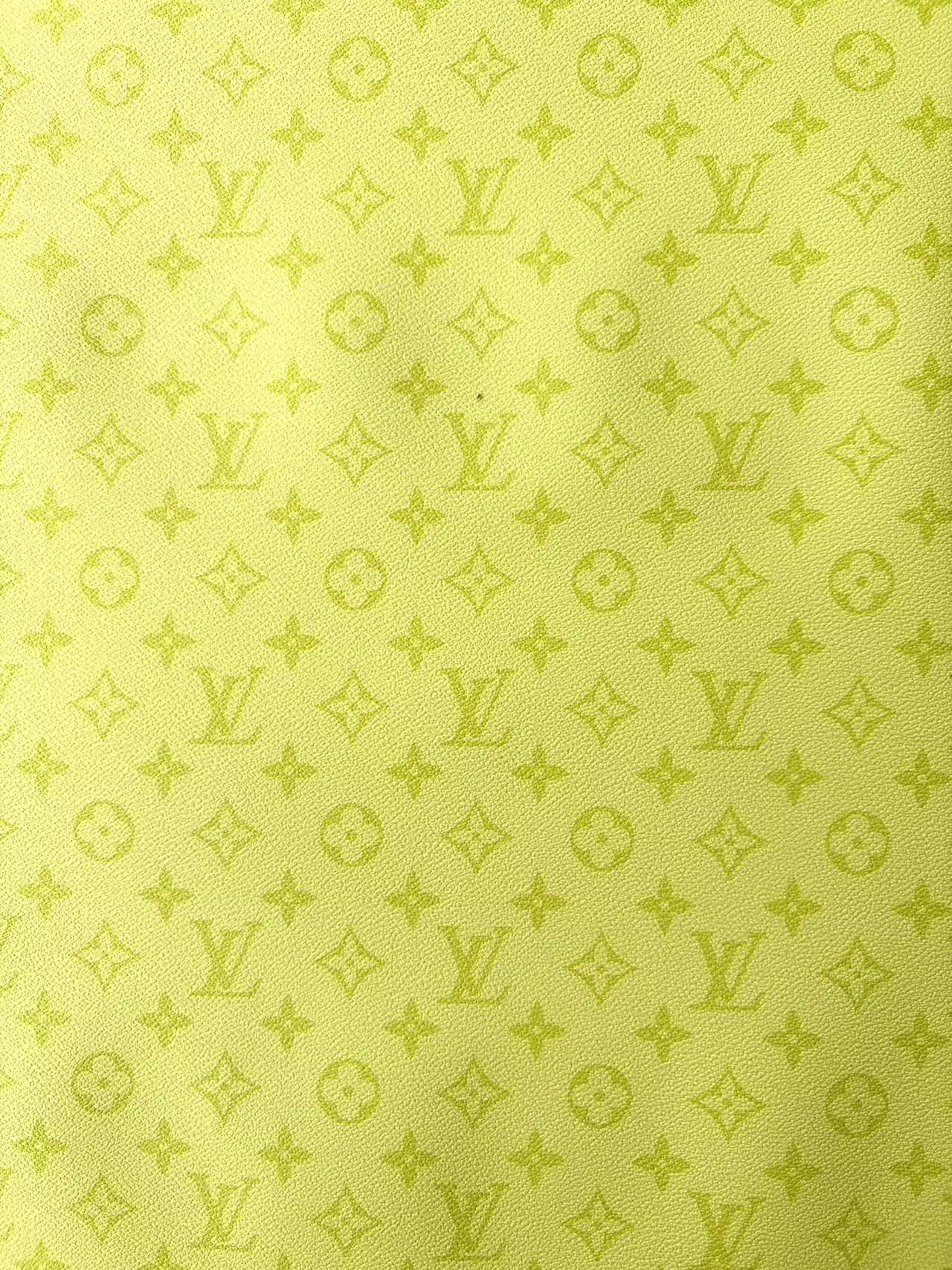 Light Yellow Green LV DIY Leather Sheet for Sneaker Custom Upholstery