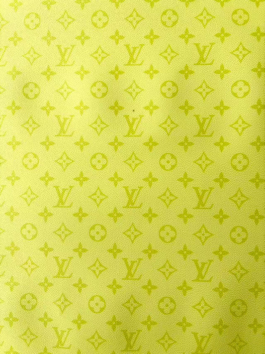 Light Yellow Green LV DIY Leather Sheet for Sneaker Custom Upholstery