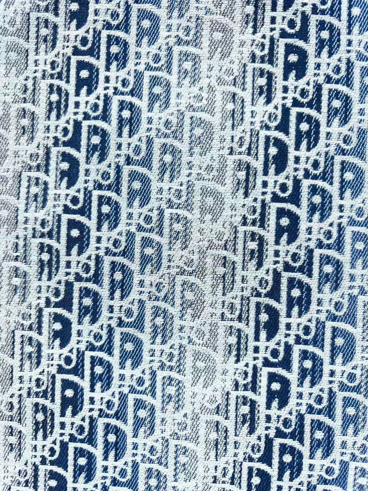 Blue Dior Jacquard Designer Fabric for Custom Bag DIY Projects