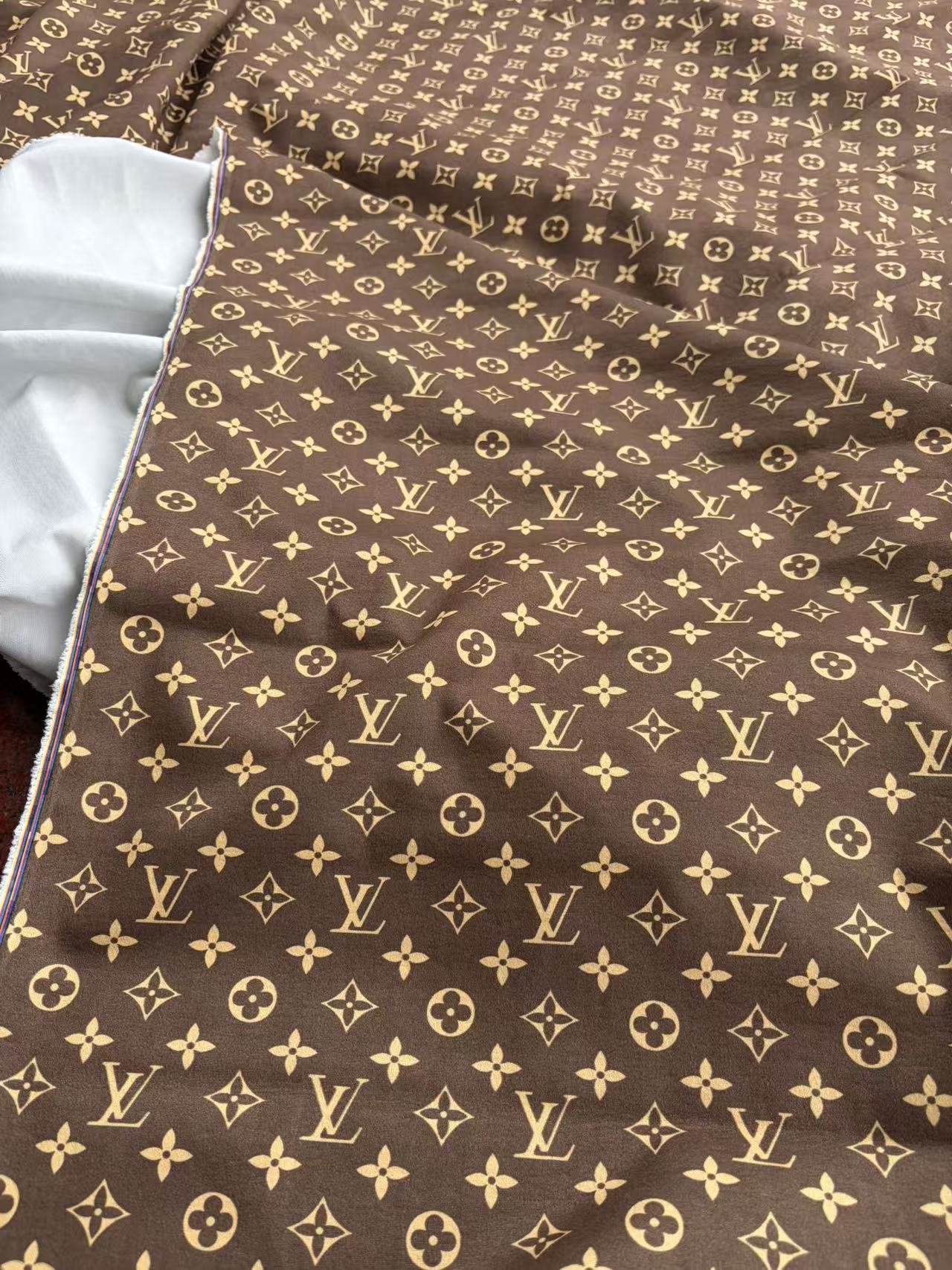 Classic Brown Louis Vuitton Suede Fabric Stretchy Velvet for Speaker Pod Cover DIY