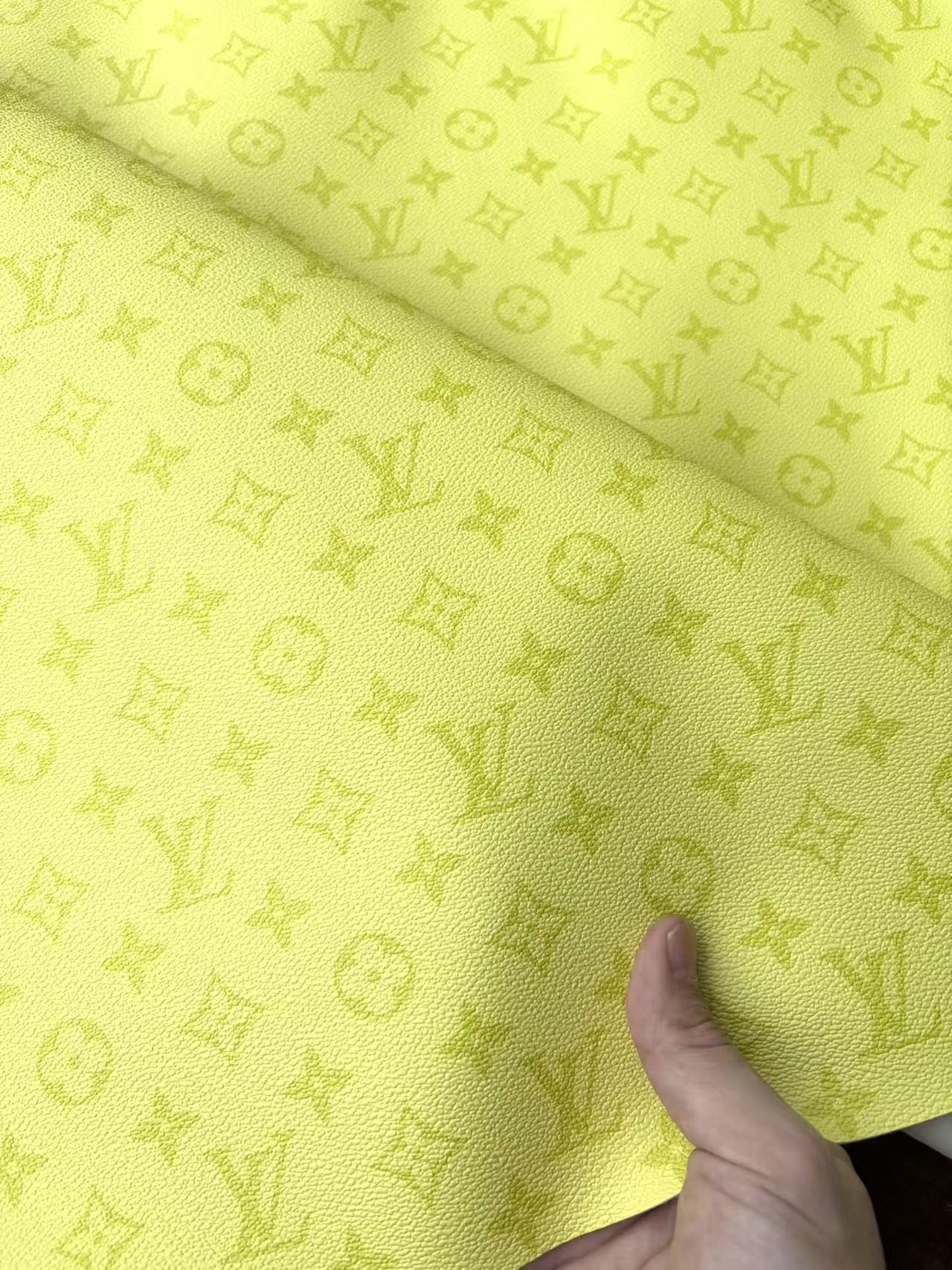 Light Yellow Green LV DIY Leather Sheet for Sneaker Custom Upholstery