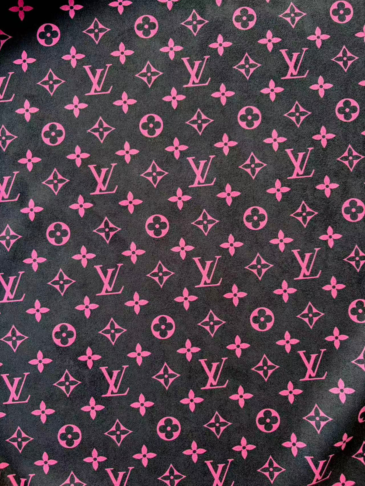 Black Pink Louis Vuitton Suede Stretchy Car Headliner DIY Upholstery Fabric