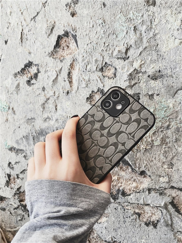 COACH Classic Logo Leather Sculpture Craft iPhone Case.