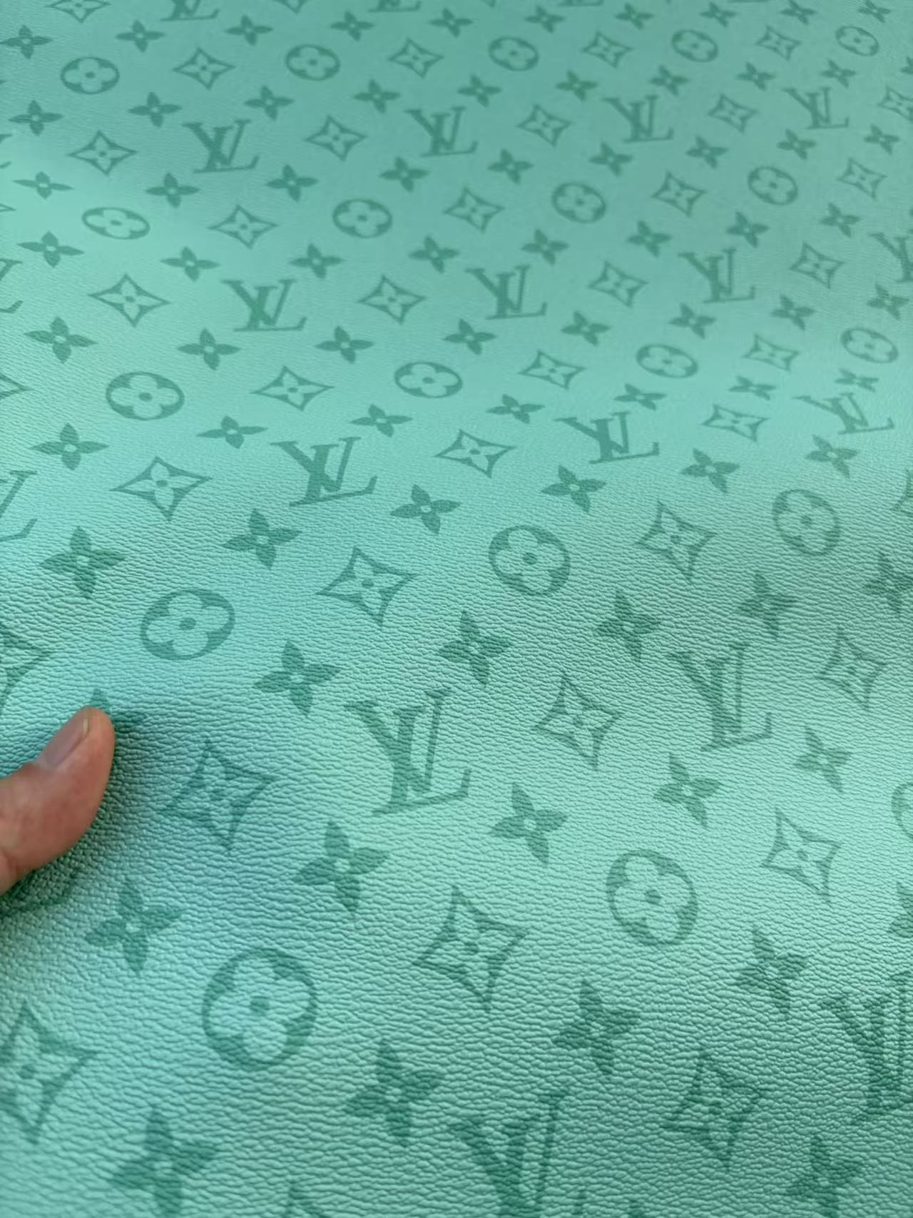 Light Green Louis Vuitton Leather Sheet Designer Fabric for Crafts DIY Hobbylobby