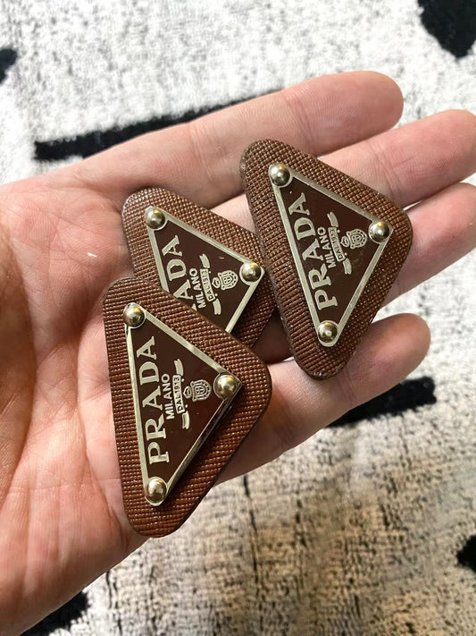 Brown Prada Badge Emblem Metal Handmade Accessory