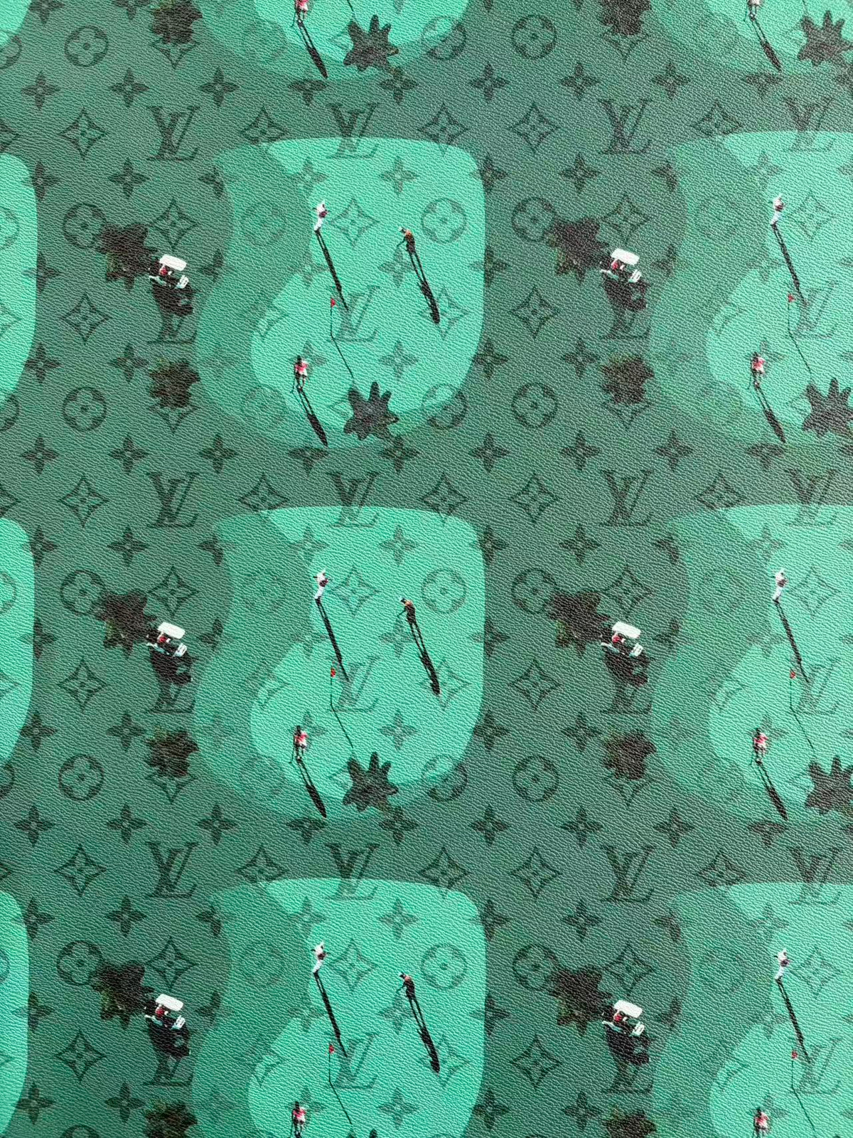 Green Golf Louis Vuitton Leather Sheet for DIY Crafts Custom Projects